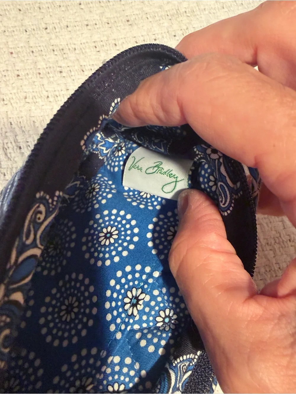 Vera Bradley Black and Blue Quilted Paisley Wristlet